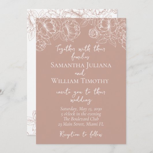 Blush Pink Modern Boho Classic Minimalistische bru Kaart (Voorkant / Achterkant)