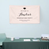 Blush Pink Modern Calligrafie Afstuderen Spandoek (Beurs)