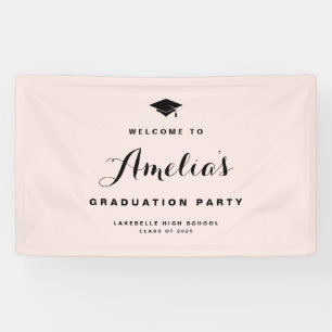 Blush Pink Modern Calligrafie Afstuderen Spandoek