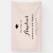 Blush Pink Modern Calligrafie Afstuderen Spandoek (Verticaal)