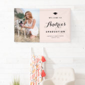 Blush Pink Modern Calligrafie Foto Afstuderen Spandoek (Insitu)