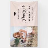 Blush Pink Modern Calligrafie Foto Afstuderen Spandoek (Verticaal)