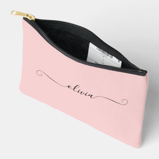 Blush Pink Modern Chic Script gepersonaliseerd Etui (Open)
