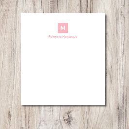 Blush Pink Modern Chic Trendy Monogram Name Notitieblok