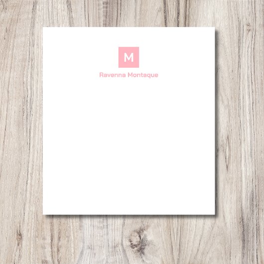 Blush Pink Modern Chic Trendy Monogram Name  Notitieblok