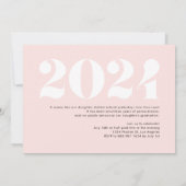 Blush Pink Modern Class of 2024 Foto Afstuderen Kaart (Achterkant)