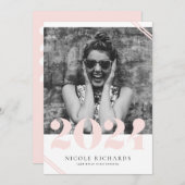 Blush Pink Modern Class of 2024 Foto Afstuderen Kaart (Voorkant / Achterkant)