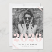 Blush Pink Modern Class of 2024 Foto Afstuderen Kaart (Voorkant)