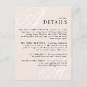 Blush Pink Modern Edge Elegant Monogram Details Informatiekaartje (Voorkant)