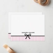 Blush Pink Modern Elegant Girly Monogram Naam Notitiekaartje (Voorkant / Achterkant in situ)