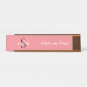 Blush Pink Modern Elegant Monogram Name Script Bureau Naambordje (Voorkant)