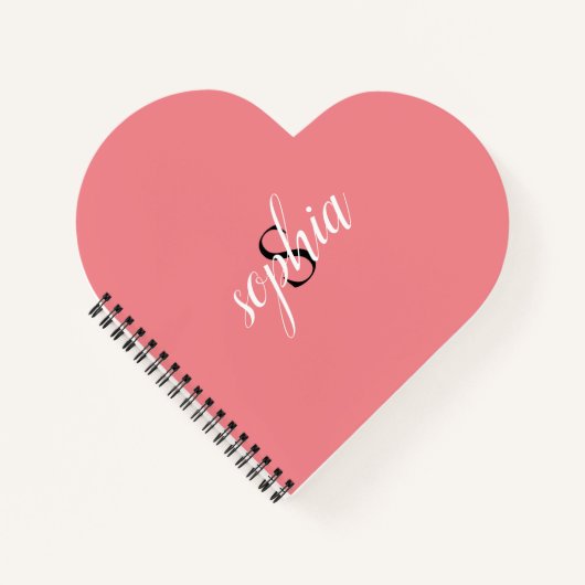 Blush Pink Modern Elegant Monogram Name Script Notitieboek (Voorkant)