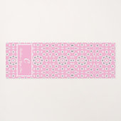 Blush Pink Modern Floral Monogram Yogamat (Achterkant (horizontaal))