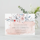 Blush Pink Modern Floral Waterverf Wedding Kaart (Staand voorkant)