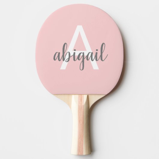 Blush Pink Modern Girly Monogram Ping Pong Paddle Tafeltennisbatje (Voorkant)