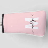 Blush Pink Modern Girly Name Monogram Golfheadcover (Voorkant)