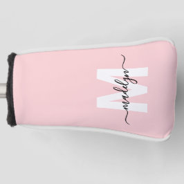 Blush Pink Modern Girly Name Monogram Golfheadcover