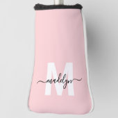 Blush Pink Modern Girly Name Monogram Golfheadcover (Draai 90)