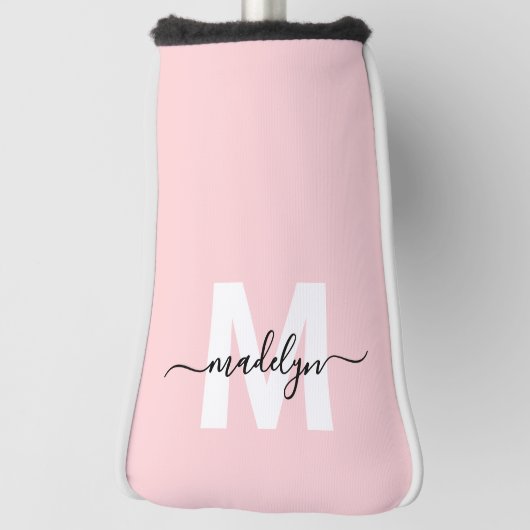 Blush Pink Modern Girly Name Monogram Golfheadcover (Draai 90)