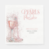Blush Pink Modern Glitter Parels en Prosecco Servet (Voorkant)