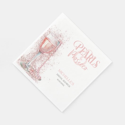 Blush Pink Modern Glitter Parels en Prosecco Servet (Hoek)