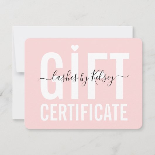 Blush Pink Modern Logo Beauty Salon cadeaubon Kaart (Voorkant)