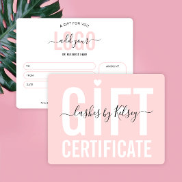 Blush Pink Modern Logo Beauty Salon cadeaubon Kaart