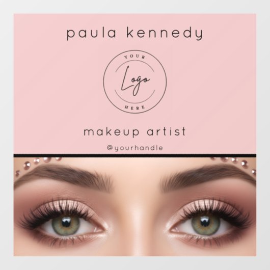 Blush Pink Modern Logo Photo Makeup Business Raamsticker (Vel)