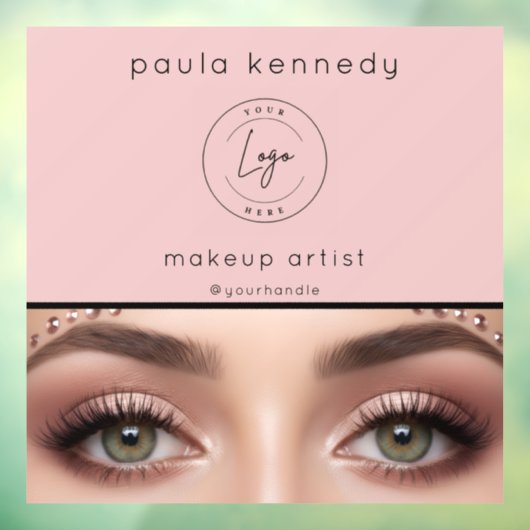 Blush Pink Modern Logo Photo Makeup Business Raamsticker (Vel 3)