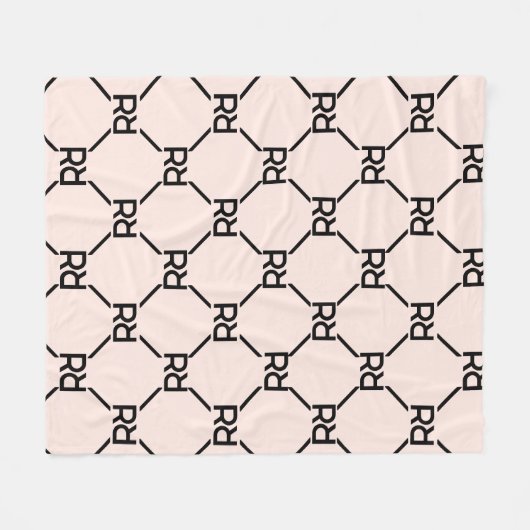 Blush Pink Modern Luxe Girly Monogram Initiaal Fleece Deken (Voorkant (Horizontaal))