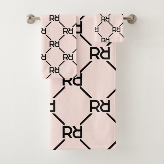 Blush Pink Modern Luxury Monogram Initiaal Pattern Bad Handdoek (Insitu)