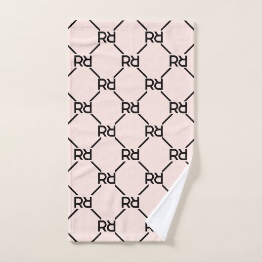Blush Pink Modern Luxury Monogram Initiaal Pattern Bad Handdoek (Handdoek)