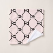 Blush Pink Modern Luxury Monogram Initiaal Pattern Bad Handdoek (Wasdoekje)