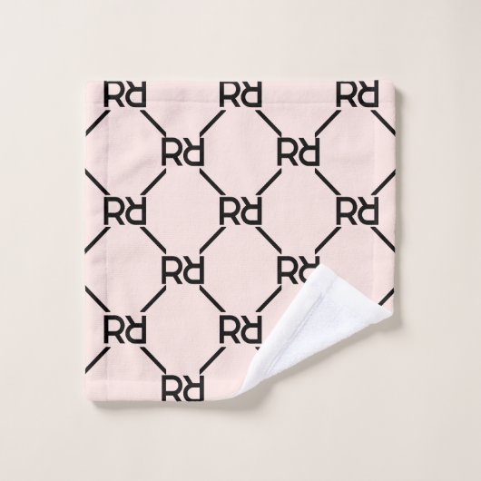 Blush Pink Modern Luxury Monogram Initiaal Pattern Bad Handdoek (Wasdoekje)