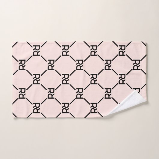 Blush Pink Modern Luxury Monogram Initiaal Pattern Bad Handdoek (Handdoek)