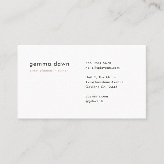 Blush Pink Modern Minimale Feminine Girly Monogram Visitekaartje (Voorkant)