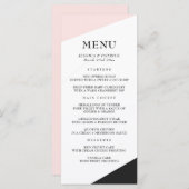 Blush Pink Modern Minimalist Accents Wedding Menu (Voorkant / Achterkant)