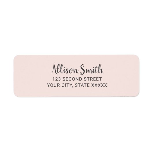 Blush Pink Modern Minimalist Girly Etiket (Voorkant)