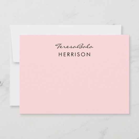 Blush Pink | Modern Minimalist Monogram Design Notitiekaartje (Voorkant)