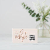 Blush Pink Modern Minimalist QR-code website Informatiekaartje (Staand voorkant)