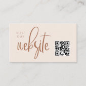 Blush Pink Modern Minimalist QR-code website Informatiekaartje (Voorkant)