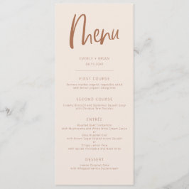 Blush Pink Modern Minimalist Weddenschap Menu