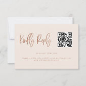 Blush Pink Modern Minimalist Weddenschap QR Code RSVP Kaartje (Voorkant)
