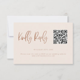 Blush Pink Modern Minimalist Weddenschap QR Code RSVP Kaartje