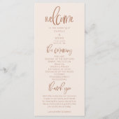 Blush Pink Modern Minimalist Wedding Programme Programmakaart (Voorkant)
