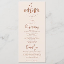 Blush Pink Modern Minimalist Wedding Programme Programmakaart
