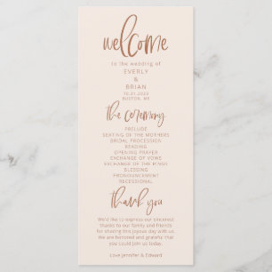 Blush Pink Modern Minimalist Wedding Programme Programmakaart