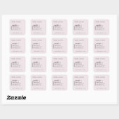 Blush Pink Modern Minimalistisch Kaarsenlabel Stic Vierkante Sticker (Vel)