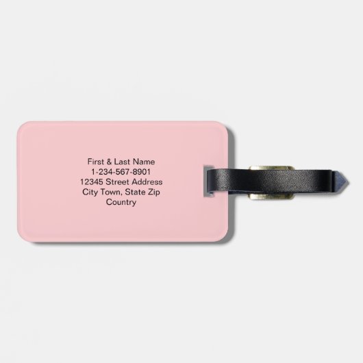 Blush Pink Modern Minimalistisch Monogram Script Bagagelabel (Achterkant horizontaal)