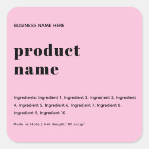 Blush Pink Modern, minimalistisch productlabel Vierkante Sticker